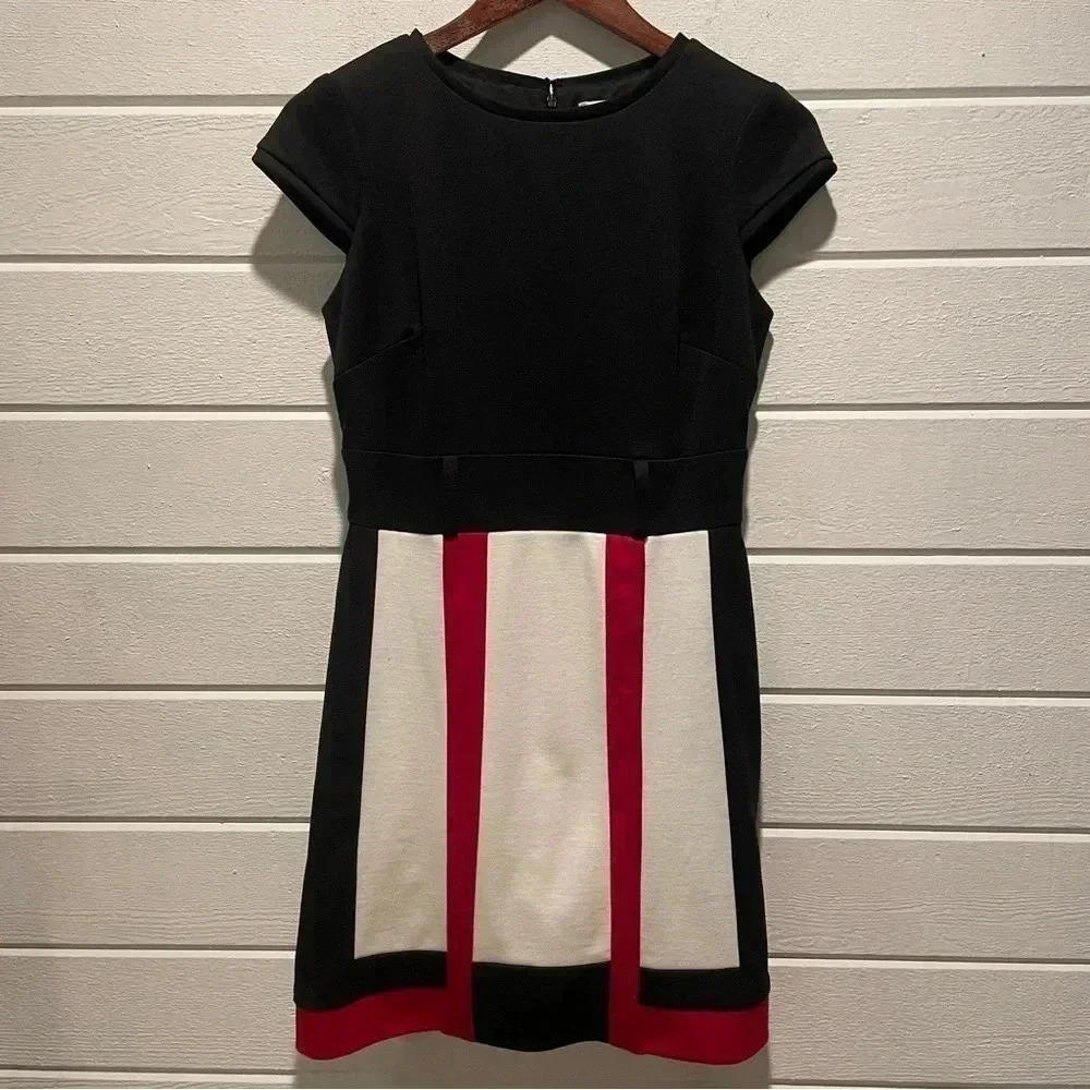 Sandra Darren Color-Block A-Line Knee Length Dres… - image 1